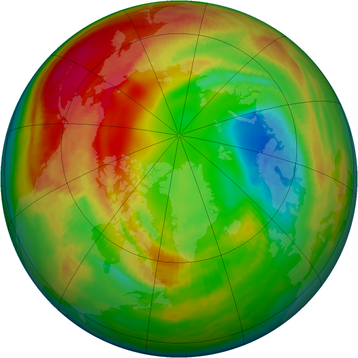 Arctic ozone map for 13 February 1984